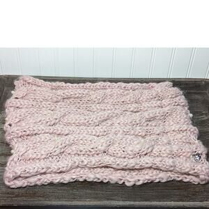 Betsey Johnson Pink Knit Infinity Scarf with Pearl Accents Silver Heart